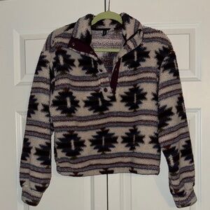 H&M Cream with color Patterned Cowl Sweater